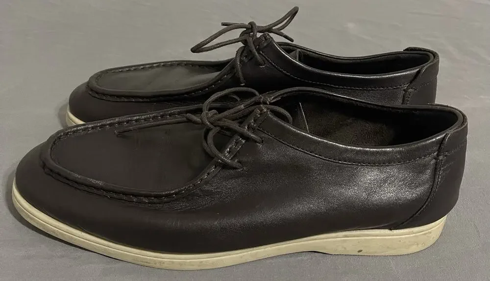 Massimo Dutti Brown Leather Moc Toe Casual Lace-Up Shoes Mens US 10 2201/050/700